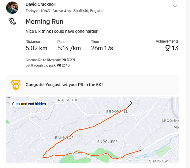 Strava running log